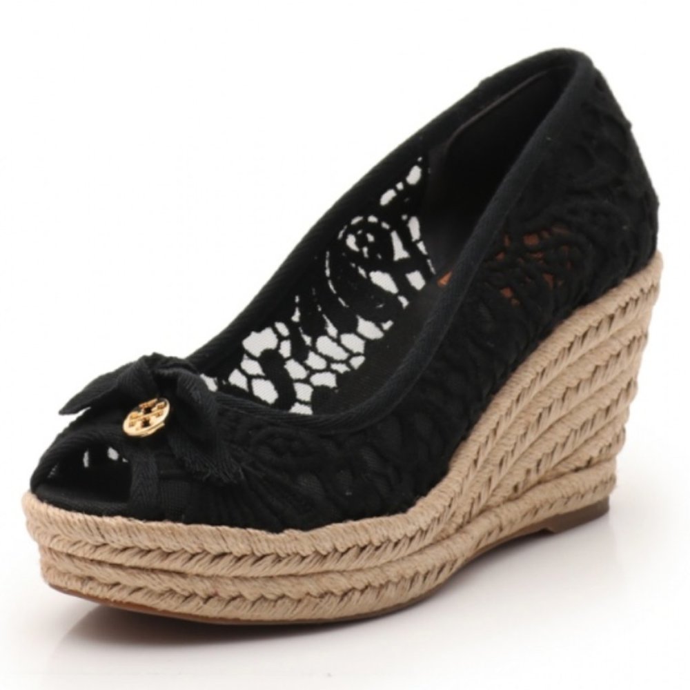 Tory Burch Jackie Espadrille Wedges - Black